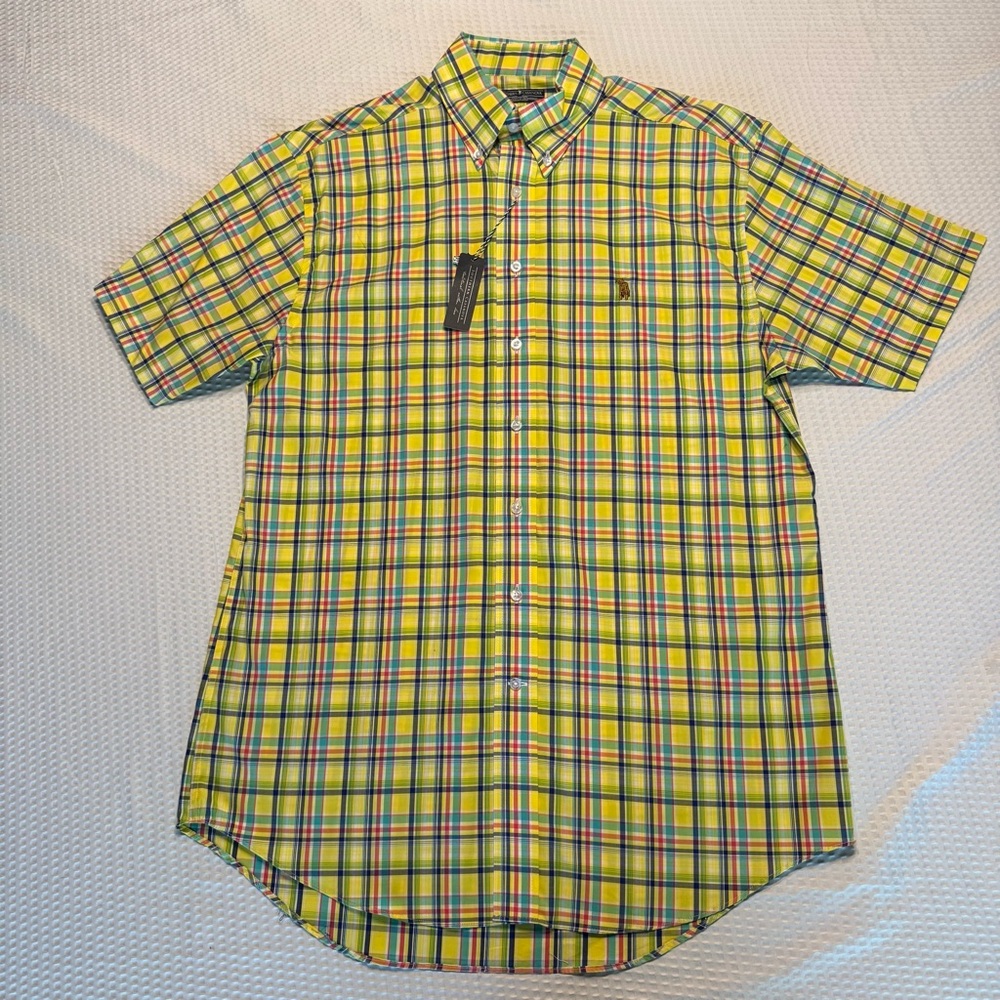 Southern Casanova Vibrant Yellow Plaid Men's Shirt size Medium NEW ❤️